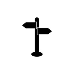 Black Minimalist Signpost Icon – Direction, Navigation, Travel, Wayfinding Vector