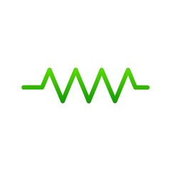 Green Zigzag Resistor Icon – Vector Symbol for Circuit, Electronics, and Engineering Design