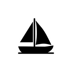 Minimalist Black Sailboat Vector Icon