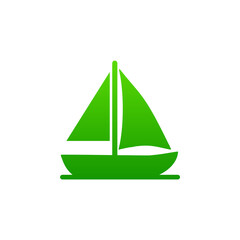 Minimalist Green Sailboat Vector Icon