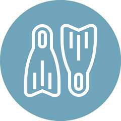 Modern flippers flat line vector illustration icon design concept. Icon for mobile and web graphics. Flat symbol, logo creative concept. Simple and clean flat pictogram © vasabii