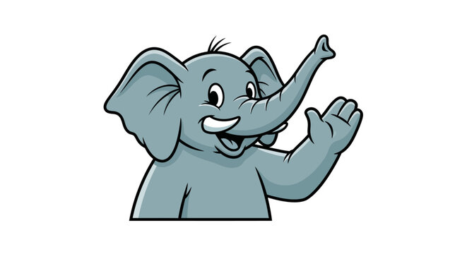 Cheerful elephant cartoon character waving hand friendly gesture illustration happy animal