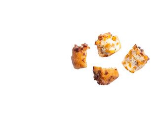 Fried Taro and Black Beans on a white background