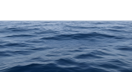 Vast Deep Blue Ocean Water Surface with Rippling Waves and Natural Texture, isolated on transparent background