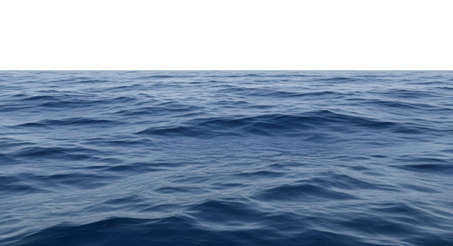 Vast Deep Blue Ocean Water Surface with Rippling Waves and Natural Texture, isolated on transparent background