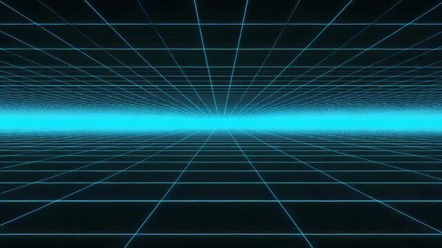 Blue Grid Horizon Perspective Background
