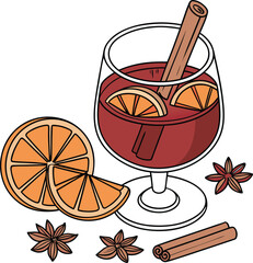 Mulled wine with orange and cinnamon