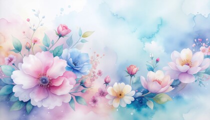 Pastel Floral Arrangement with Watercolor Texture for Spring and Feminine Design