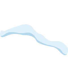 Abstract Light Blue Wavy Shape Isolated on White Background with Soft Shadows and a Gentle Curve