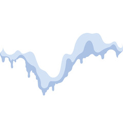 Abstract light blue wavy snow drift with drips on transparent background winter abstraction