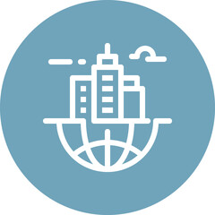 Modern headquarters flat line vector illustration icon design concept. Icon for mobile and web graphics. Flat symbol, logo creative concept. Simple and clean flat pictogram