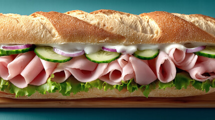 Juicy deli sandwich stacked high with fresh ingredients a quick and satisfying meal