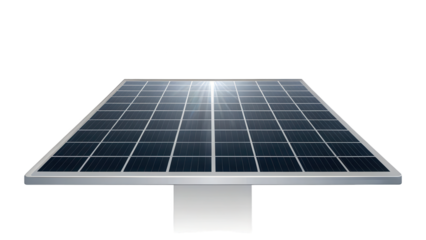Solar panel capturing sun's rays for clean, sustainable power isolated on white background