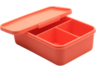 lunch box with divided compartments isolated on transparent background, representing eco food storage.