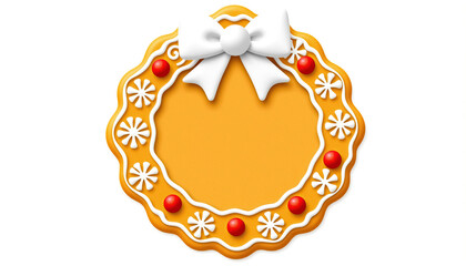 Festive gingerbread cookie frame invites holiday greetings and seasonal messages with a charming bow