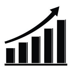 Growing Bar Chart with Arrow Vector Illustration