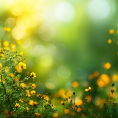 Obraz premium Vibrant Action of Wildflowers Blooming in Sunlight, Nature Scene, Abstract Background, Fresh Environment, Close-Up Perspective