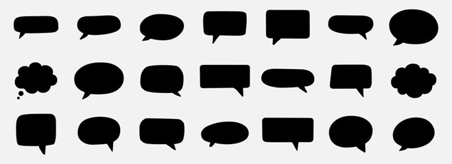 Comic speech bubble, and text box silhouettes. essential vector set for comic elements, dialog, storytelling, and pop art design