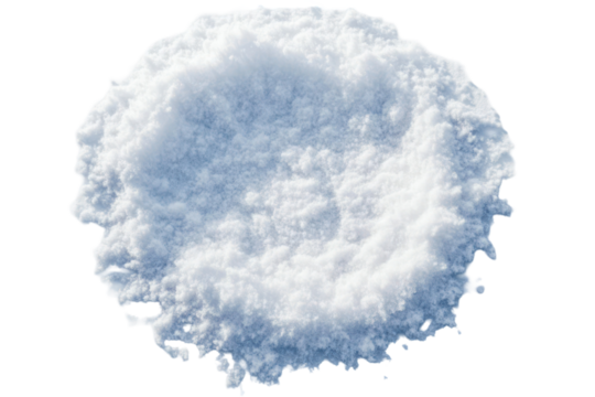 Snow circle pattern ultra realistic high resolution overhead on transparent background