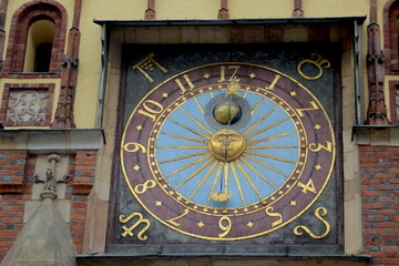 astronomische Uhr am Rathaus in Breslau, Polen
