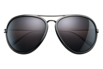 Classic Black Aviator Sunglasses Isolated on White Background
