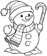 Snowman with a lollipop smiling sweetly
