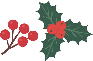 christmas holly berries and leaves 