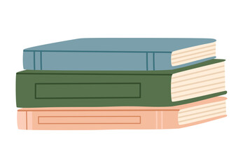 Stack of books for reading and learning. Piles of textbooks. Fiction and education literature, novels, encyclopedias for reading and studying. Flat vector illustrations.