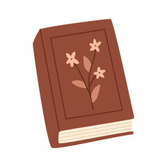 Book with a flower cover for reading and learning. Romantic literature poetry, romance novels. Flat vector illustrations.