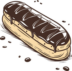 Chocolate eclair vector illustration