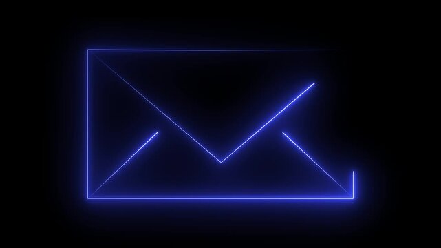 A  glowing neon outline email envelope icons drawing and fading in a seamless loop animation, presenting modern digital communication and messaging concepts in an abstract style. - Powered by Adobe