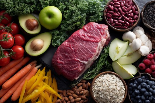 Fresh Ingredients for a Healthy Meal Preparation Featuring Meat and Vegetables