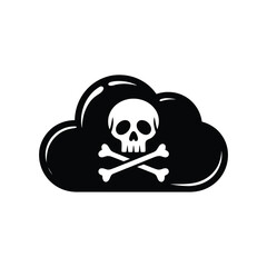 Black cloud icon with skull and crossbones symbolizing danger or threat