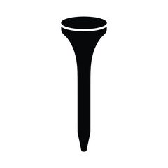 Simple black silhouette of a golf tee on a white background