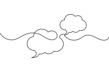 Continuous line drawing of a speech bubble simple outline vector design
