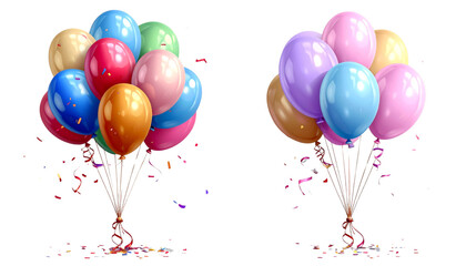 3. Colorful Celebration Balloons Pair, isolated on transparent background