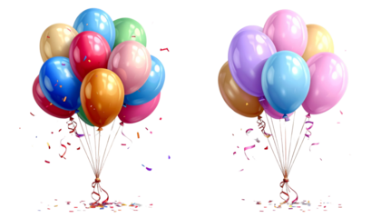 3. Colorful Celebration Balloons Pair, isolated on transparent background