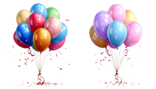 3. Colorful Celebration Balloons Pair, isolated on transparent background