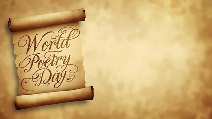 World Poetry Day Banner on Vintage Parchment Scroll

Elegant Calligraphy: World Poetry Day on Antique Paper