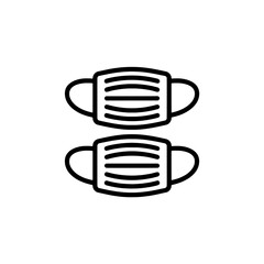 Two Identical Outlined Surgical Face Mask Icons Stacked Vertically on White Background, Simple Flat Design