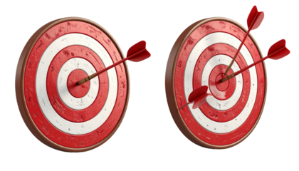 1. Bullseye Target with Arrow Collection, isolated on transparent background