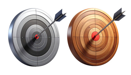 3. Precision Goal Concept with Bullseye and Arrows, isolated on transparent background