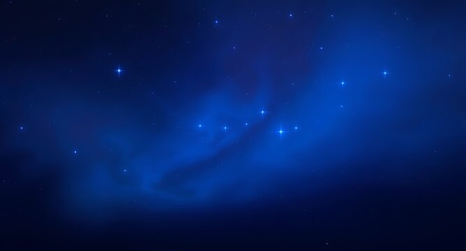 Deep Blue Cosmic Nebula with Twinkling Stars: Abstract Space Background for Astronomy and Exploration Themes