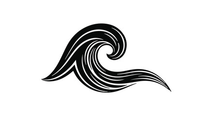 Fototapeta premium Stylized black wave illustration with flowing lines on white background