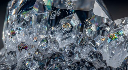 Intricate Quartz Crystal Formation with Spectral Reflections
