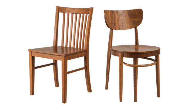 3. Elegant Wooden Door 1. Wooden Chair Variations, isolated on transparent backgroundPair, isolated on transparent background