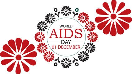 Modern and simple World AIDS Day banner graphic on white background, ideal for medical and educational promotions