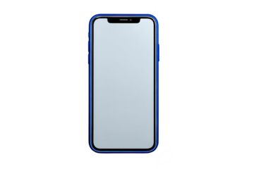 Smartphone with blank screen modern mobile device blue frame isolated on transparent background technology concept minimal design digital communication sleek and contemporary
