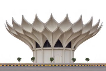 Lotus shaped building modern architecture white exterior symmetrical design unique structure urban setting creative inspiration minimalistic contemporary artistic peaceful