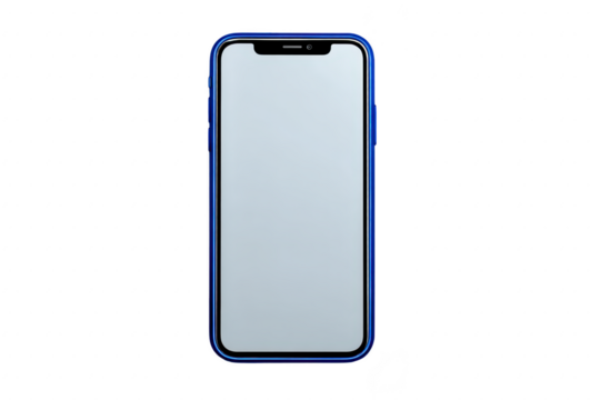 Smartphone with blank screen modern mobile device blue frame isolated on transparent background technology concept minimal design digital communication sleek and contemporary